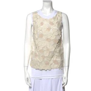 Brunello Cucinelli Top Blouse Shirt Womens Medium Cream Ivory Cream Sleeveless